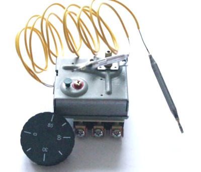 Termostat i ogranicznik temperatury (3fazowy) 31°C - 75°C, STB 98°C z pokrętłem